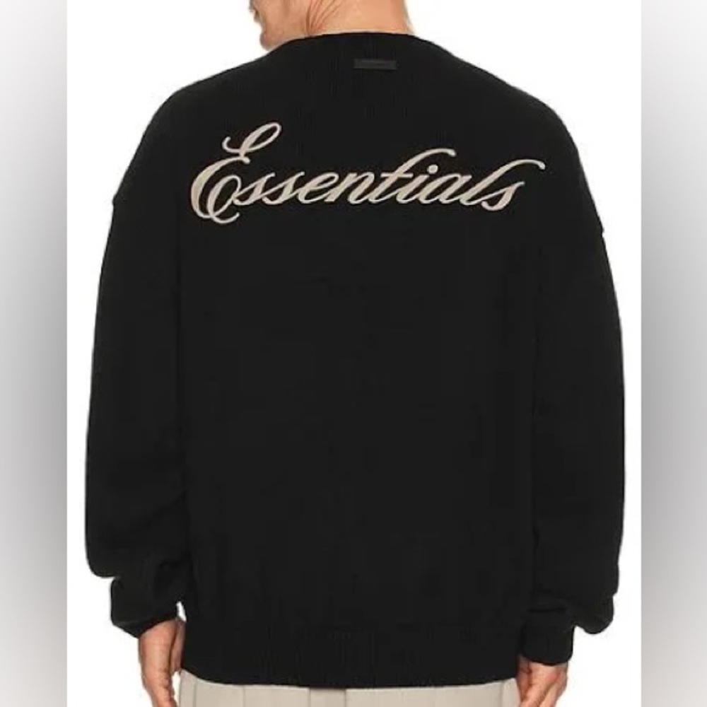 NWT Fear of God Essentials Waffle Crewneck Sweater Vintage Black UNISEX - XXL